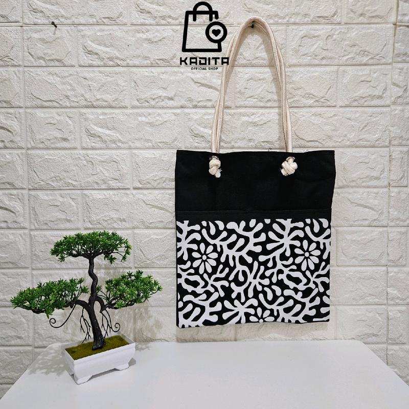 Kadita - Tas Wanita Tote Bag Motif Batik Alina Saku Tali Sumbu Kekinian Terbaru Estetik 4