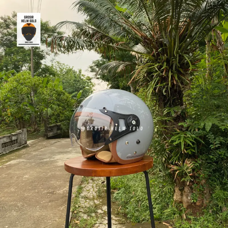 HELM BOGO DEWASA KACA PILOT CLEAR MODEL HIJAB RETRO PRIA WANITA LIST BUSA COKLAT FULL LEHER SNI TERBARU MOTORCYCLE 6