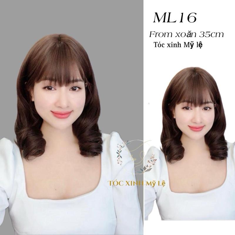  Tóc nguyên bộ mã ML16 . Xoăn ngang vai 35cm   kèm lược+dưỡng tóc+lưới trùm tóc thật   chất tóc làm từ sợi tơ nhân tạo Tóc Giả 