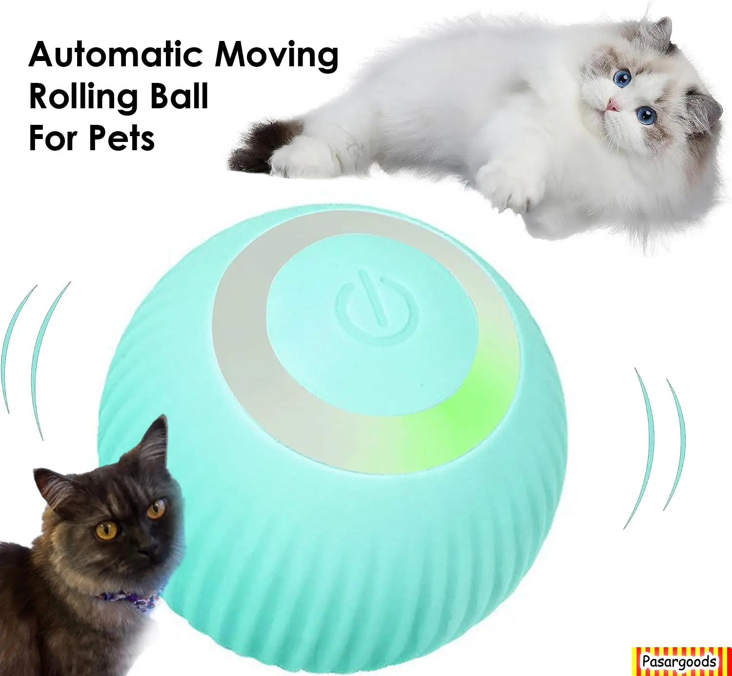 2PCS LED Cat Ball Toy - Intelligent Auto Rolling Ball for Indoor Play Automatic Moving Rolling Ball Indoor Cats Playing