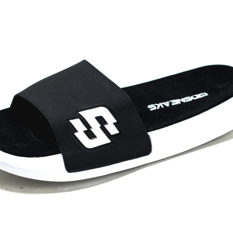 SIDSNEAKS - Sandal Slide Pria - Sidslide Logan Suede - Black White 1