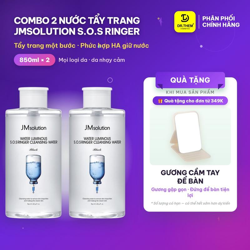 Combo 2 Nước Tẩy Trang JMsolution Water Luminous S.O.S Ringer Cleansing Water 850ml x2 - Dr Thêm
