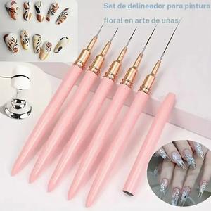 Set de pinceles para arte de uñas, Pincel largo para líneas, Set de pinceles para diseño fino de gel para manicura, Pluma para pintar esmalte de gel, Pincel para arte de uñas
