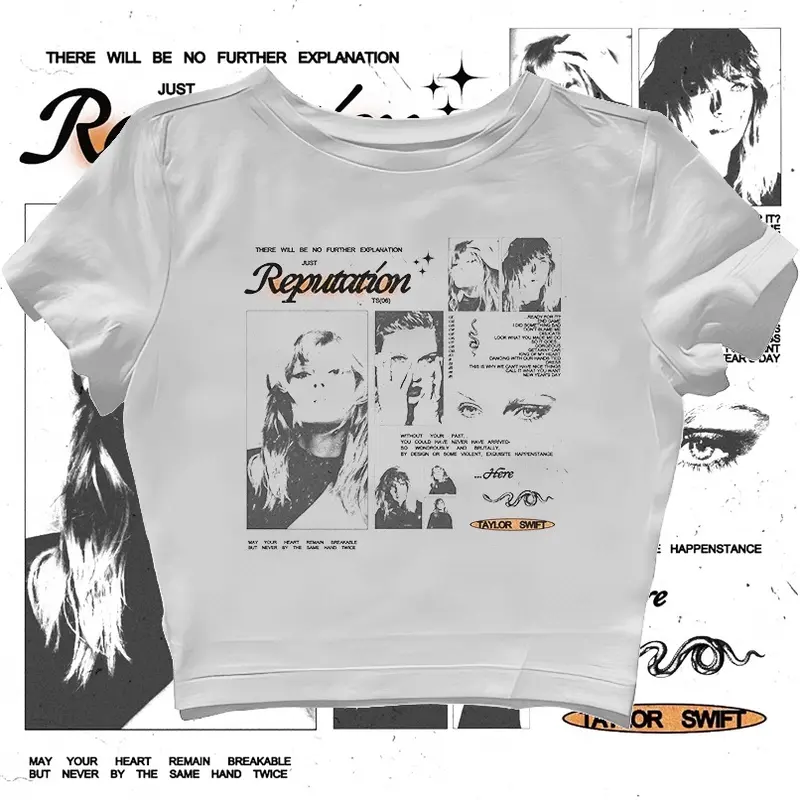 | TAYLOR SWIFT REPUTATION 3 | CROPTOP PUTIH | CROP TEE SLIM FIT STYLE Y2K VINTAGE AESTHETIC | KAOS STREETWEAR | BAJU TANKTOP PEREMPUAN WANITA LUCU PENDEK 24S Atasan Cewek Tshirt 0