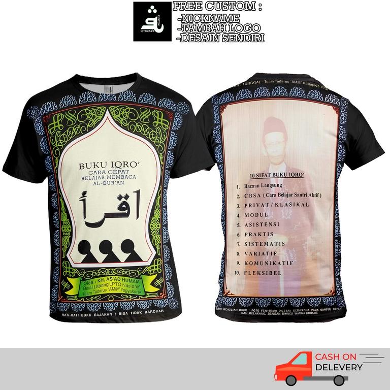 baju pria kaos unik buku iqro jersey 3D iqro bahan lembut tidak mudah kusut Fullprint bisa custom nama terbaru 1