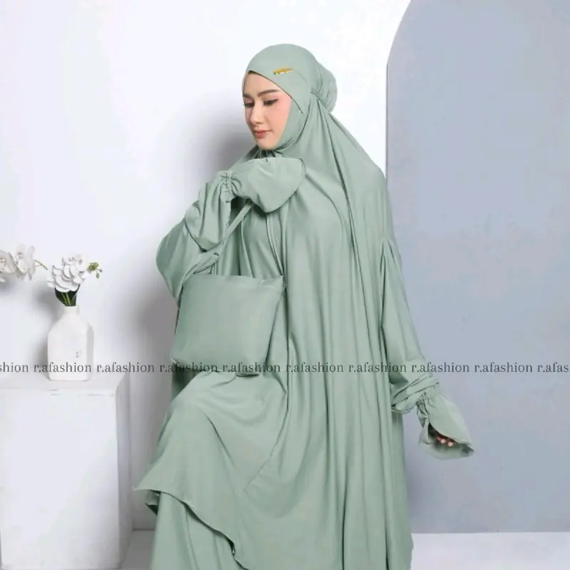 Ra Fashion - Mukena Dewasa Umroh Setelan Berlengan Atas Bawah Penutup Dagu TikTok Re-launch Beli Lokal Cantik Lembut Mewah Nyaman