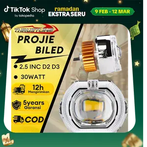 Projie Biled Cahaya Laser Cut Off mini 2.5 inci D2 D3 High Low 30watt plus Shroud devil Alat Kendaraan Motor Motorcycle Perlengkapan Rantai