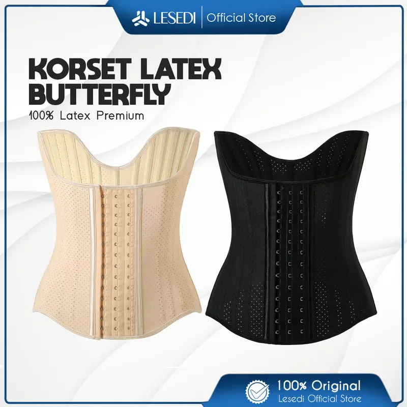 Korset Latex Wanita Pengecil Perut Model Kupu-Kupu dengan 25Tulang Baja dan 3 Level Pengait 1