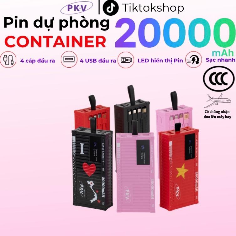   PKV x MR.THAI_TIGER  Sạc dự phòng 20000mAh CONTAINER đưa lên máy bay tích hợp 4 dây ra bảo hành 12 Tháng phụ Kiện Điện Thoại 