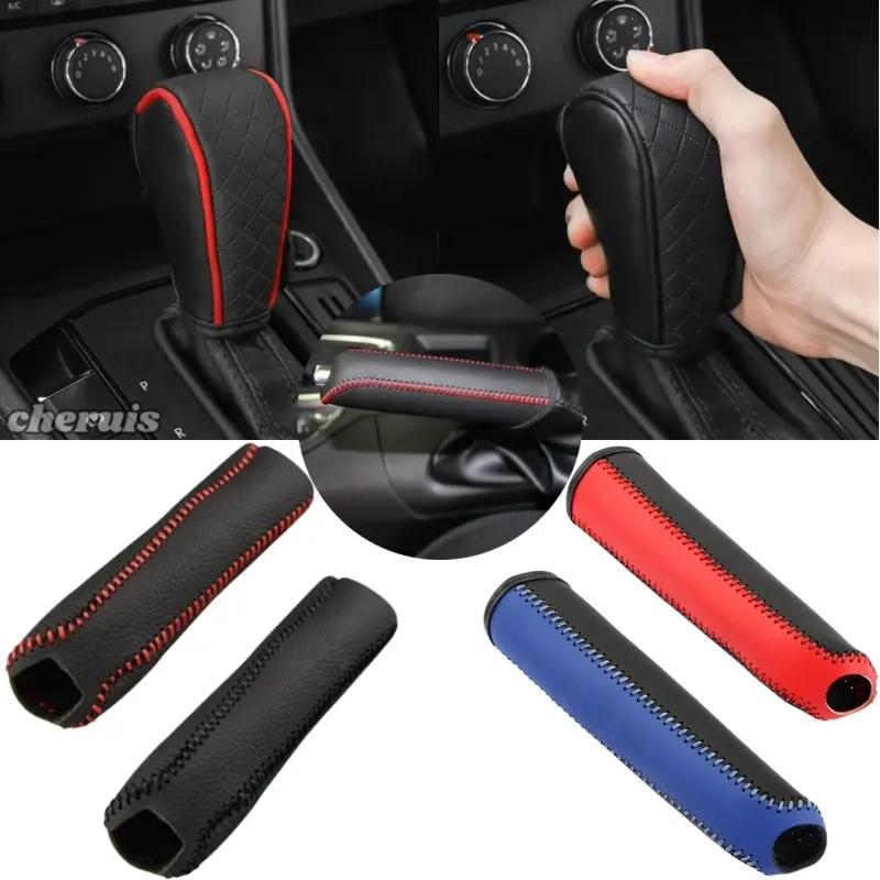 Universal Car Handbrake Gear Cover Manual / Automatic Gear Shift Sleeve Car Auto Handbrake Cover Protector Grip Covers Handle Sleeve Shift Knob Cover Car Interior Decoration  Accessories