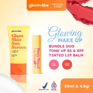 [PAKET ANAK SEKOLAH] Gloow&be Glowing Makeup Anti School Air Set — Glaas Skin Sunscreen Tone Up + SPF Dewy Tinted Lip Balm -  | UV Protection SPF 40 PA +++| Ringan | Daily Fresh Look | Bibir Sehat | Pelembab Bibir Bewarna