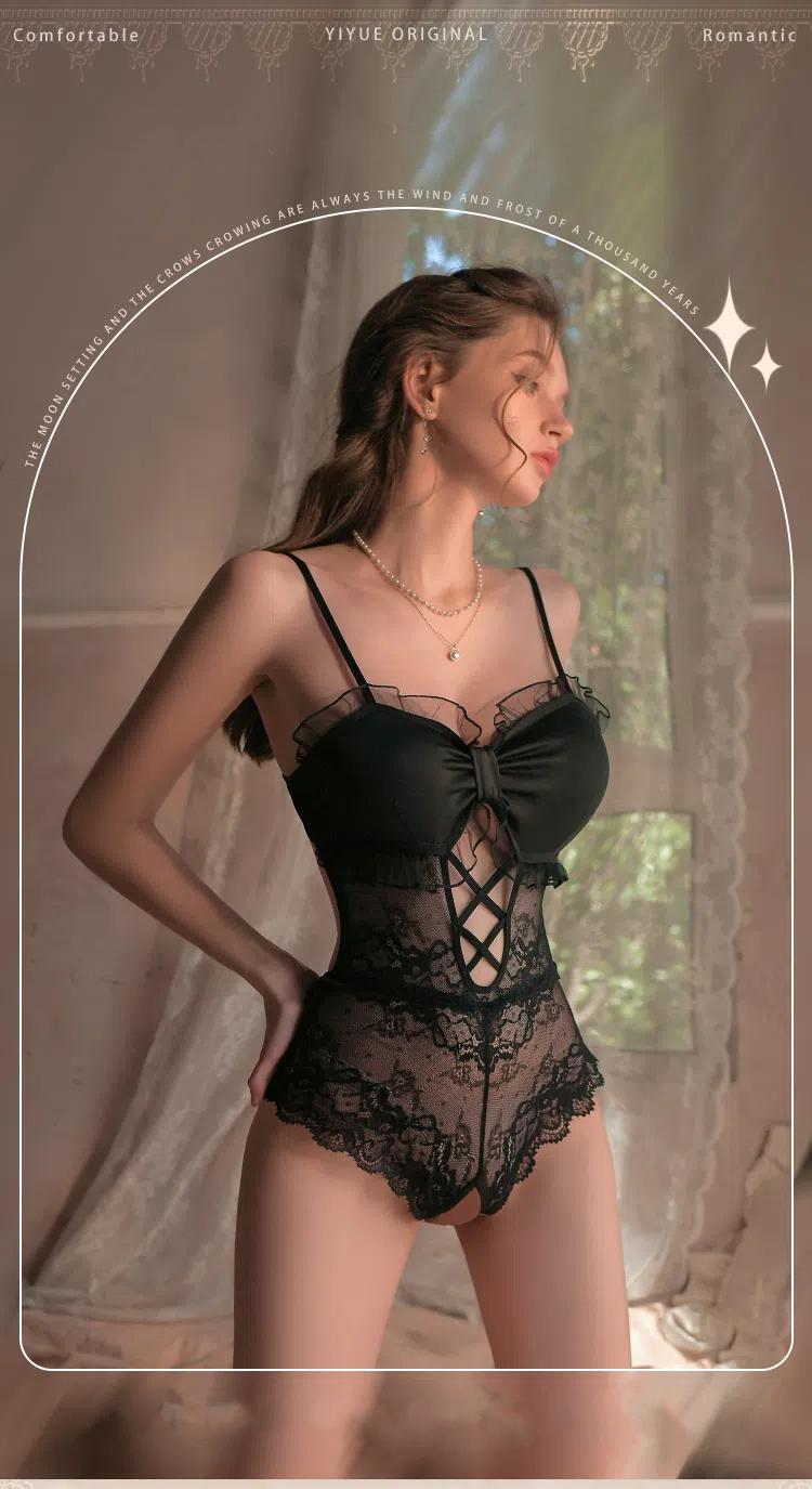 Product Introduction of Sexy One Piece Lingerie, Lace Outfit, French Romantic Uniform, Lace Design 8812 purplelacebra bralette 1