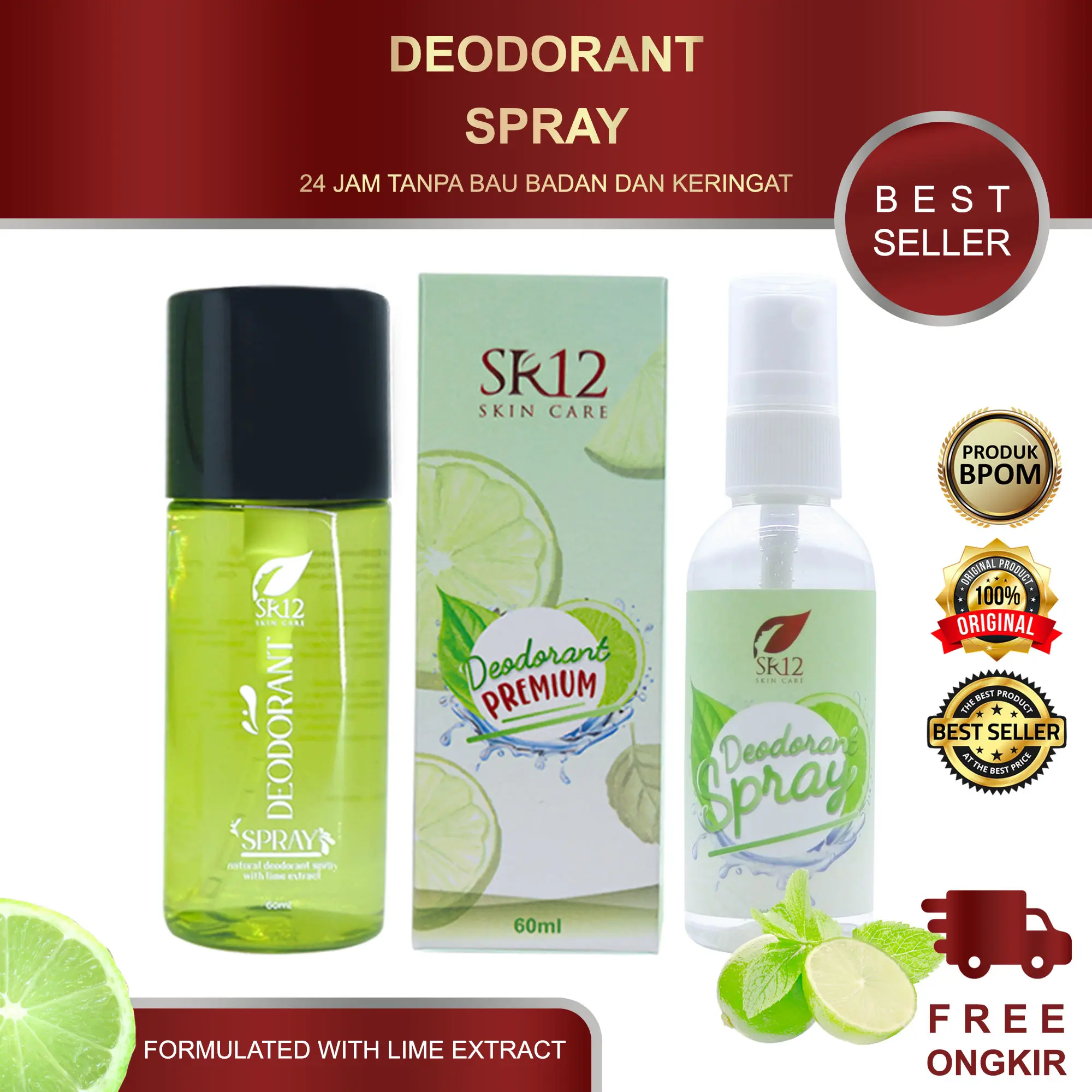 DEODORANT SPRAY SR12 / ATASI BAU BADAN DAN KERINGAT