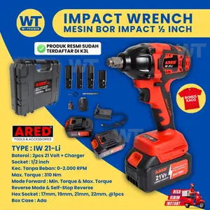 Cordless Impact Wrench 300Nm 1/2 inch Bor Impact ARED IW-21 Li Mesin Impact Wrench Baterai (RESMI TERDAFTAR K3L)