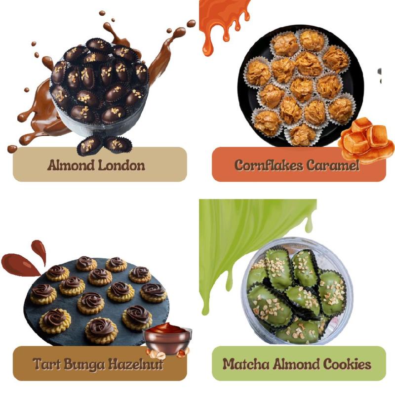 Biskut Raya Murah Matcha Almond London,Cornflakes Caramel,Almond ...