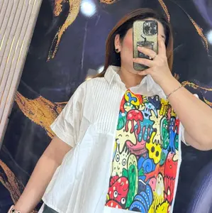 Kemeja Oversize Tangan Pendek Motif Koleksi Terbaru Made in BKK