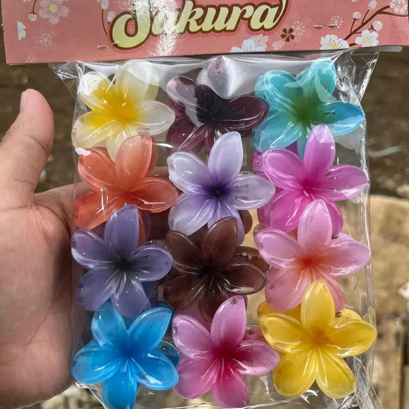 Jepit kamboja 12 pcs jepit bunga kamboja ukuran 5 cm grosir jepit rambut korea 2