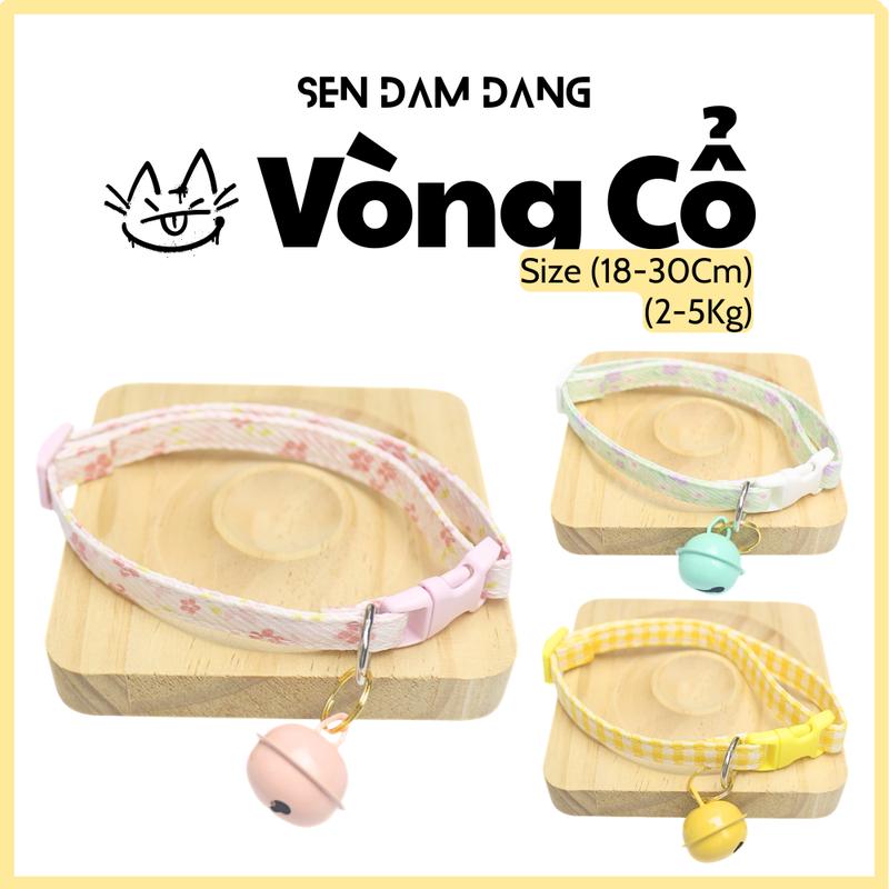 Vòng Cổ Vải Trơn Có Chuông Cho Cún Mèo Dưới 5kg - Size 18-30cm
