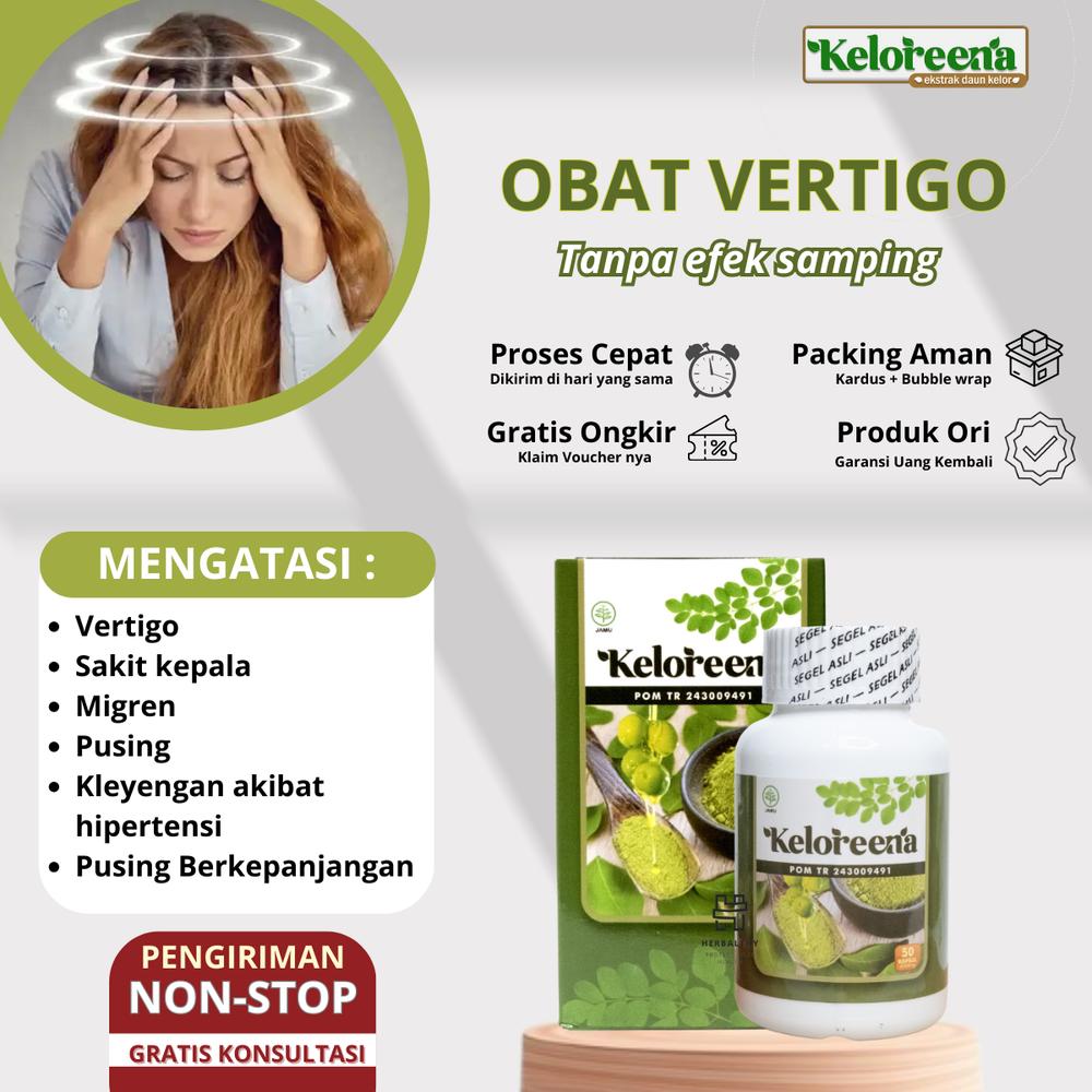 Sakit Kepala Berlebihan Vertigo Migrain Hipertensi Herbal Keloreena - isi 50 kpsl