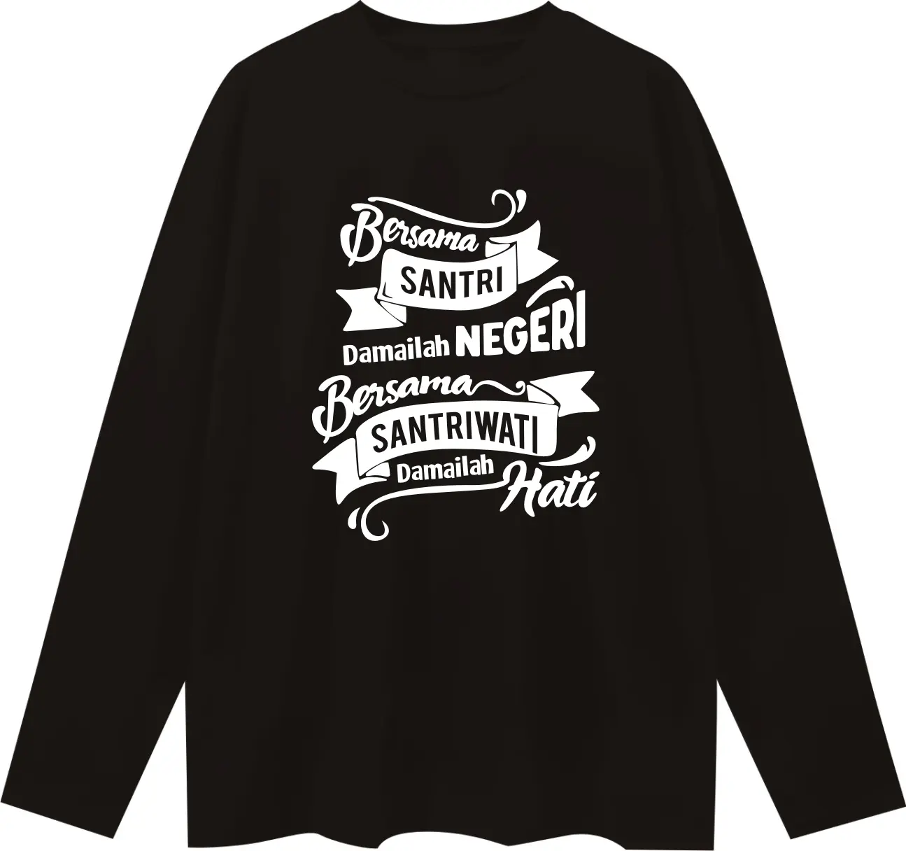 Jk KAOS SANTRI SANTRIWATI DAMAI NEGERI/KAOS SANTRI KAOS SANTRIWATI Setrip Hitam Putih Crew Neck Combed Kuning Distro Polos