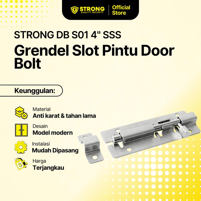 Gambar STRONG Door Bolt Grendel Slot Tebal Pintu Jendela Tahan Karat DB S01 4 Inch Stainless Steel dari Strong Hardware Shop Kota Administrasi Jakarta Barat Tokopedia