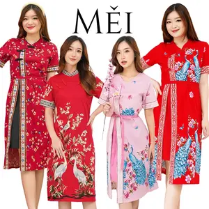 [ Měi ] Dress Batik Imlek Mei 2026 Katun Stretch Premium Wanita Jumbo Bigsize Cheongsam