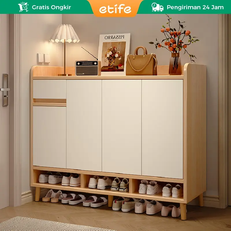 Etife Furniture Rak Sepatu / Lemari Rak Serbaguna / Lemari Sepatu Minimalis Kayu Susun Penyimpanan raksepatu Multifungsi Serbaguna