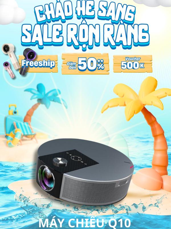 { Q10 TẶNG MÀN CHIẾU ,TẶNG CHÂN ĐỠ } Máy Chiếu Full HD 1080p - Kích Thước Chiếu 180inh Projector Led, Bluetooth. máychiếu mini