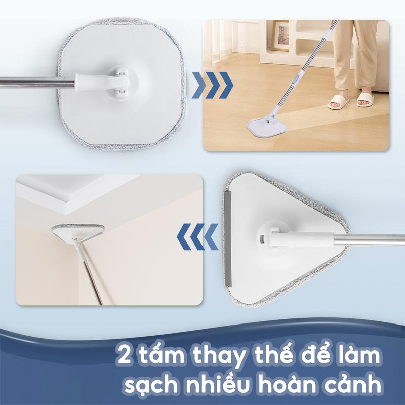 Cây lau nhà phẳng riêng biệt, gia dụng, lau nhà sạch sẽ, thấm nước khô rảnh tay, bộ xô lau nhà xoay thùng nhựa abs xoay được 360 độ cây lau nhà 3
