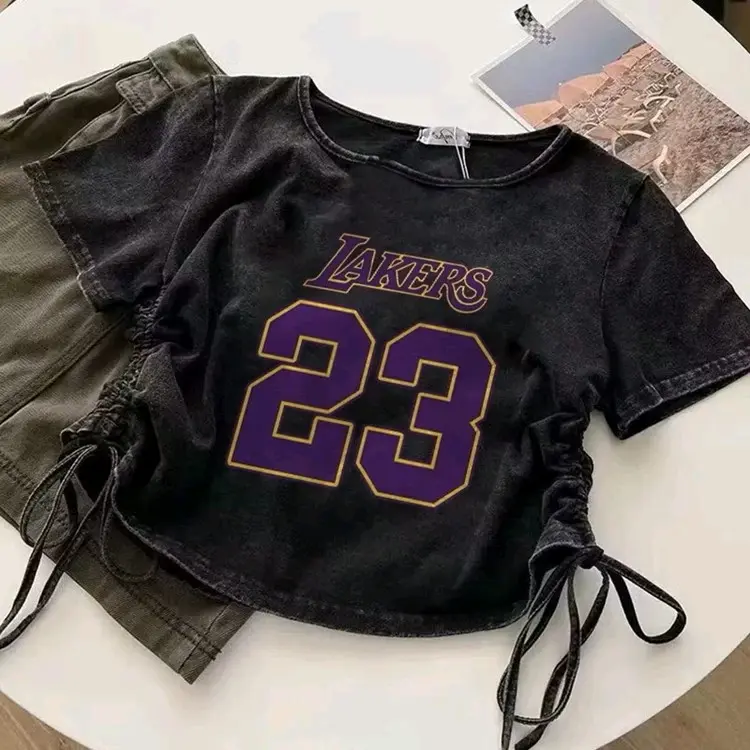 Kaos Oversize Crop Serut Lakers ( LD 106 P 45)