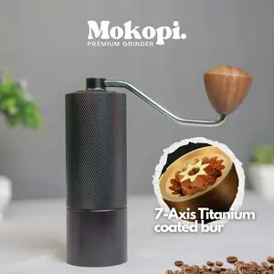 [Mokopi] Premium hand coffee grinder full aluminium 7-axis titanium coated core