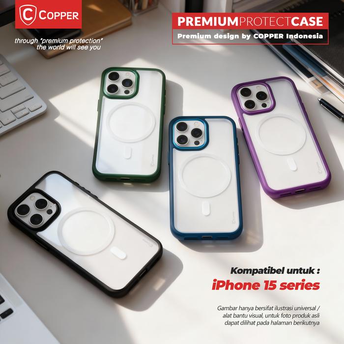 Gambar COPPER Premium Hybrid Case support Wireless Charging - Kompatibel Untuk iPhone 15 / Plus / Pro / Max - Hitam, IP 15 dari Copper Samarinda Official Kota Samarinda Tokopedia