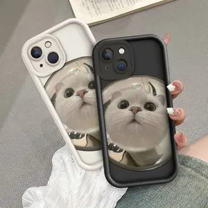 Untuk case vivo y29 y91 y91c y02 y03 y03t y12 y12s y15 y15s y16 y17 y17s y18 y19 y19s y20 y20s y21 y21a y21s y22 y27 y27s y28 y30 y30g y33s y33t y35 v40 LITE 4G 5G Casing HP Kucing Putih Wajah Close Up Bubble Stare Aesthetic Lucu JTTY