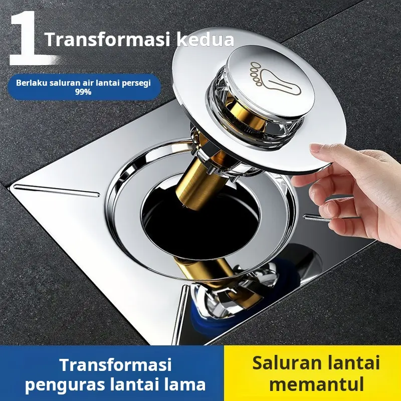 Inti saluran pembuangan lantai yang dioperasikan dengan kaki, penghilang bau kamar mandi, penutup saluran pembuangan lantai pantul, penutup penyegel antibau saluran pembuangan kamar mandi Pengusir serangga 1
