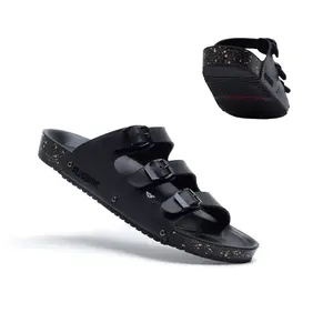 Glorious - Nero Full Black Sandal Formal Casual Pria Wanita Kulit Slide Slop Distro Hitam Stylist