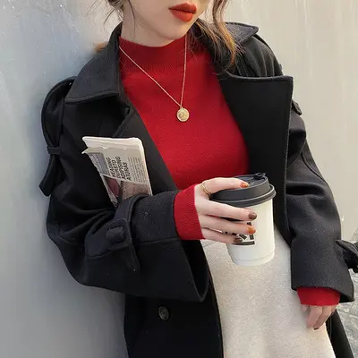 AJW [TC] Atasan Rajut Turtleneck Wanita Lengan Panjang | Iner Rajut Turtleneck Knit | Baju Dalaman Turtleneck 5