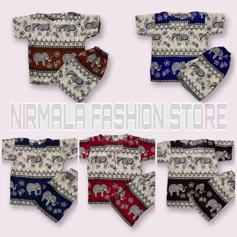 SETELAN ANAK KANCING MOTIF GAJAH