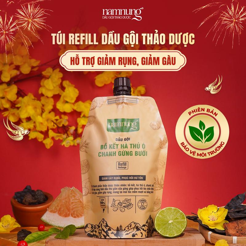 FLASH SALE Dầu gội thảo dược bồ kết NamNung hỗ trợ giảm rụng Túi refill tiết kiệm bảo vệ môi trường nắp vặn tiện lợi 500ml Chăm sóc tóc Dưỡng tóc nữ - Giảm 39%