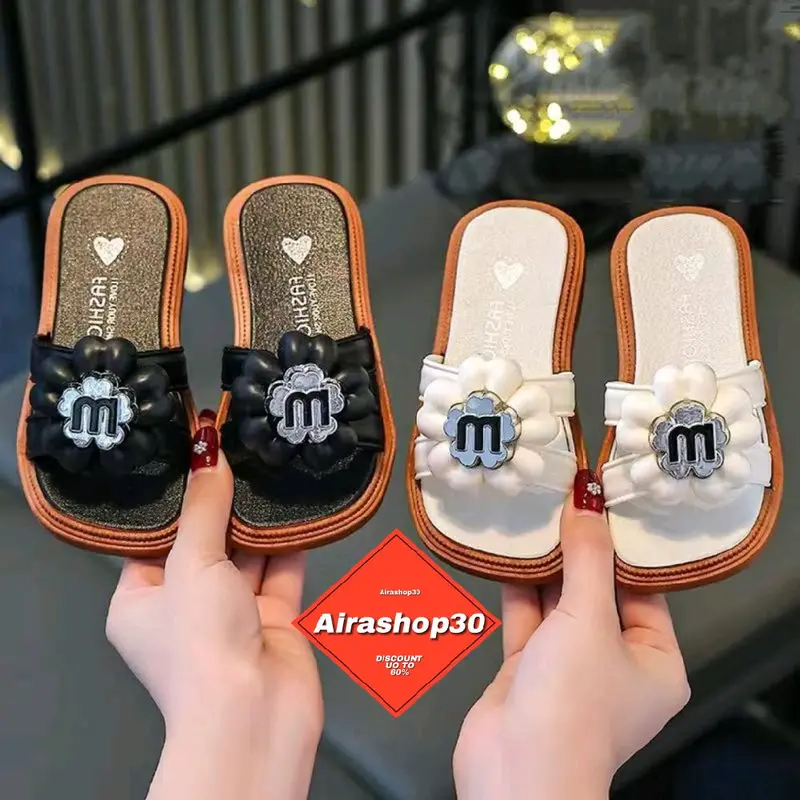 Sandal selop fashion anak perempuan Bunga sandal slip on import anak wanita sendal karet jelly kaki 24-35 1