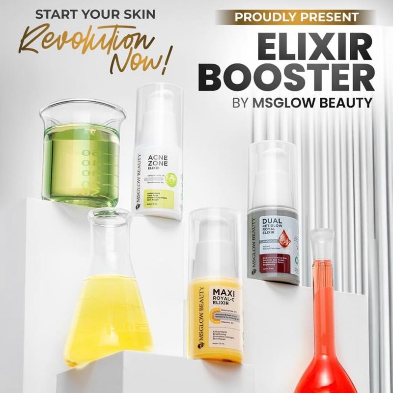 MS GLOW ELIXIR BOOSTER SERUM Maxi Royal, Dual Retiglow, Acne Zone Berjerawat Mencerahkan 1