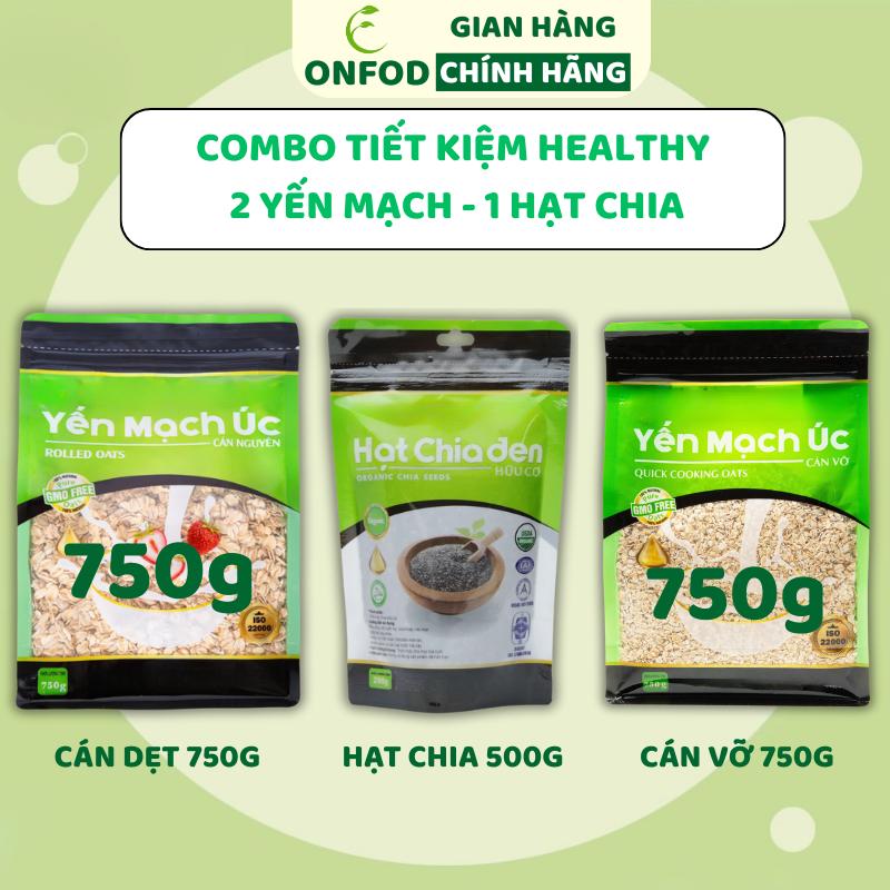  Combo 2 yến mạch 1 hạt chia ONFOD ngũ cốc ăn liền ăn dặm cho bé mẹ bầu food 500g 