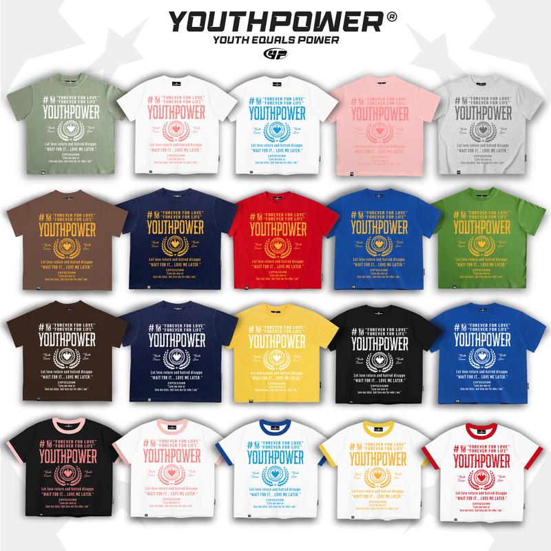 Áo Thun Big Boxy YOUTHPOWER FOREVER FOR LOVE From Rộng Nam Nữ Cổ Tròn Chất Liệu Cotton In Lụa Local Brand Top Women Màu Trắng Màu Xanh Bích