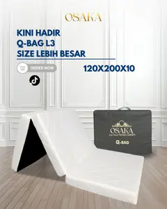 Osaka Q-Bag Kasur Lipat 3 Single Busa Premium Density 23 Kain 100% Katun Anti Bakteri Ritsleting Efisien Tempat 90x200x10 Putih