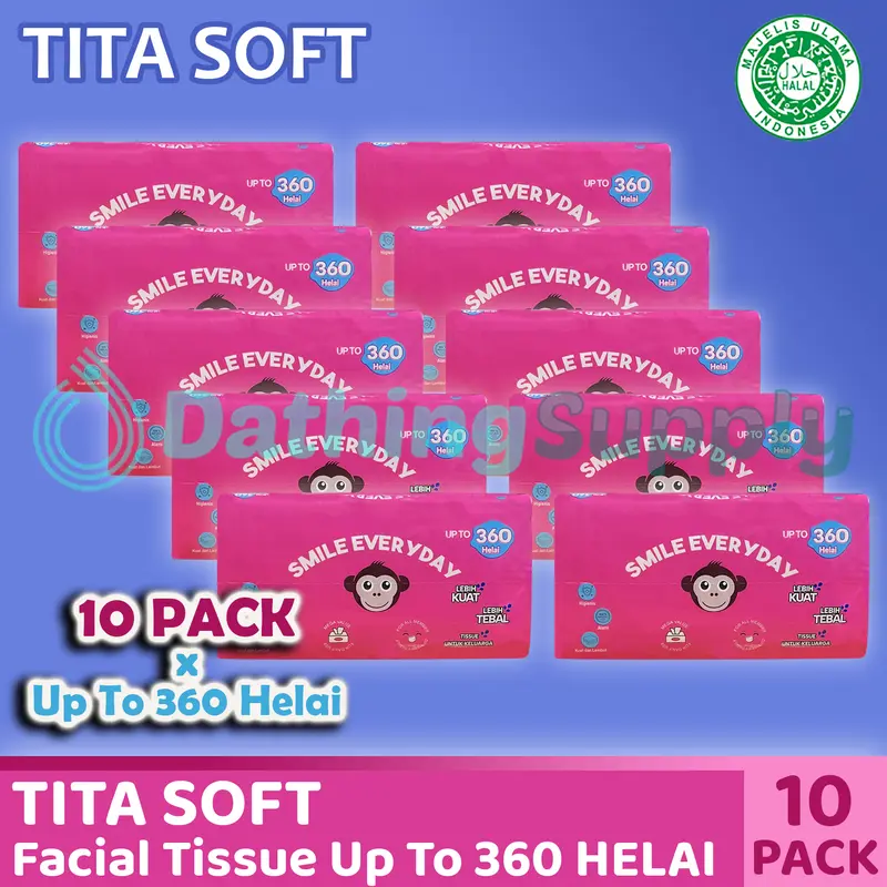 ( 10 PCS ) Tissue Tita Soft Facial Up To 360 Helai 2 ply / Tisu Wajah Halus Lembut Pembersih Muka 0