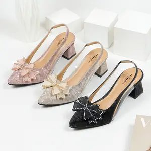 Winchi - Shofia sepatu pesta wanita big size pita kupu kupu 5cm Size 41-45