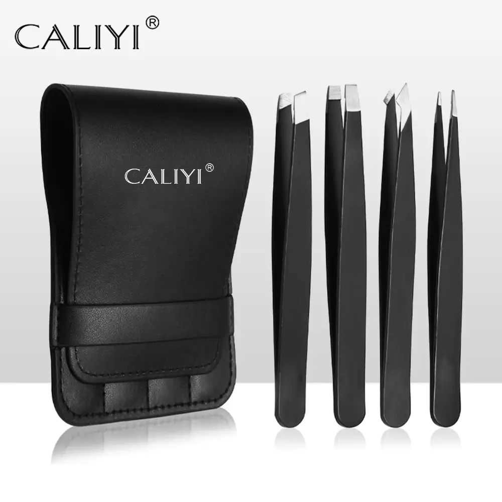 4PCS Tweezers Set Professional Makeup Tools Stainless Steel Tweezers for Eyebrows Great Precision for Facial Hair Splinter and Ingrown Hair Removal
