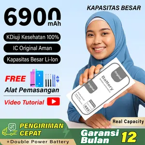 Baterai Kapasitas Besar 6900mAh iPhone 5-15 Mini Pro Max Garansi 12 Bulan Alat Pemasangan Gratis & Video Tutorial