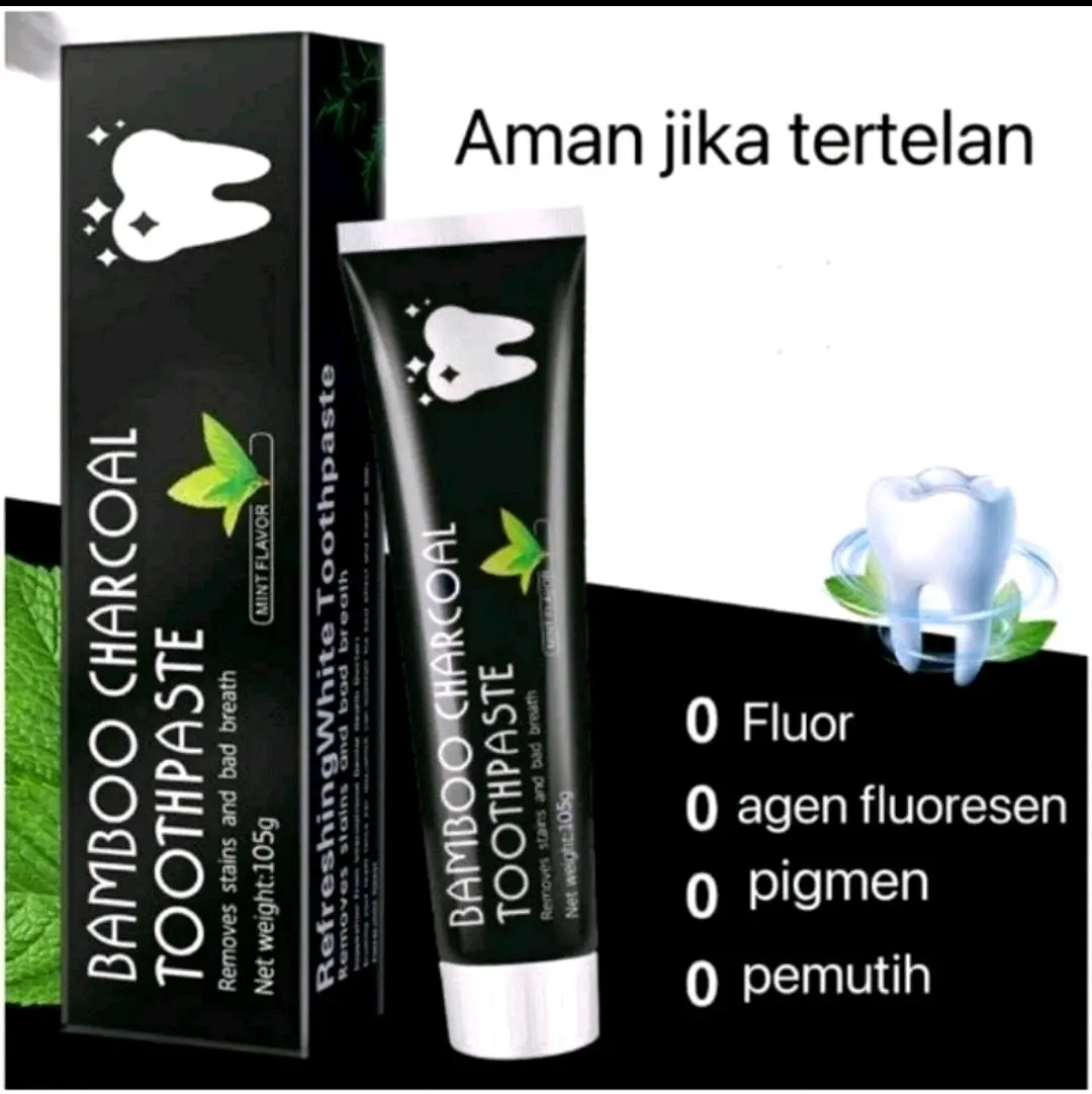 [PAKETAN] Pemutih Gigi Odol Gigi Bamboo Charcoal Pasta Gigi & Bubuk Arang Pemutih Gigi