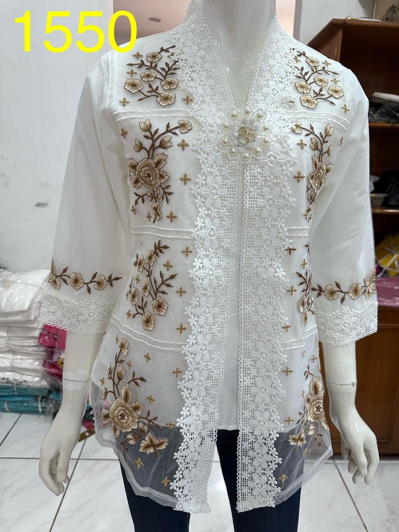 Product Introduction of 1514 kebaya rompi organdi alexuez premium brukat /kebaya encim bordir 2