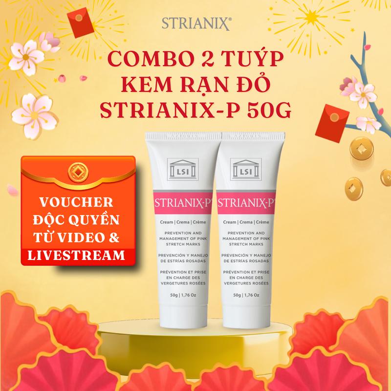 GIÁ SỐC TRÊN LIVE Combo 2 tuýp Kem rạn da STRIANIX-P 50g dùng cho làm mờ RẠN ĐỎ hỗ trợ giảm ngứa do rạn